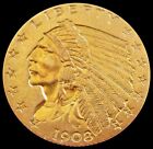 1908 GOLD USA $2.5 DOLLAR INDIAN HEAD QUARTER EAGLE COIN