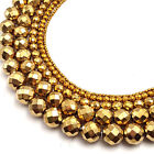 Gold Hematite Faceted Round Beads 2mm 3mm 4mm 6mm 8mm 12mm 15.5