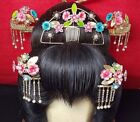 Vintage Japanese Bride Kanzashi Kushi Comb Flower Gold Hair Ornament Japan #1178