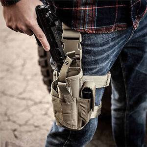 Tactical Adjustable Pistol/Gun Drop Leg Thigh Holster Magazine Pouch Right Hand
