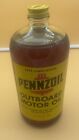 Sealed Full Vintage Pennzoil Outboard Motor Oil S.A.E. 30 Quart Glass Bottle NOS