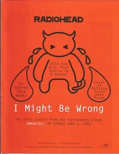 RADIOHEAD Vintage 2001 Might PROMO TRADE AD Poster for Amnesiac CD MINT 8.5x11