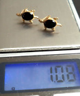 VINTAGE TESTED 10K SOLID GOLD ONYX JELLY BELLY TURTLE 5/8