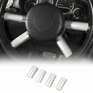 4x Steering Wheel Cover Trim Decor Bezels For Jeep Wrangler JK 2007-2010 Silver