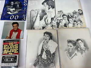 Elvis Lot Of Items Book/tape Calendars Ready To Frame Drawings