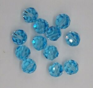 Swarovski Crystal Aquamarine Faceted Round 5000 Beads; 4mm, 6mm, 8mm