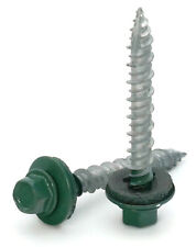 #10 Hex Washer Head Roofing Screws Mechanical Galvanized | Green Finish