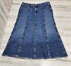 Vintage Gap Denim Skirt Women 10 Blue Classic Maxi Distressed Hem