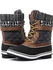 New With Box GLOBALWIN Women's Waterproof Winter Snow Boots Size 9.5 Brown Print