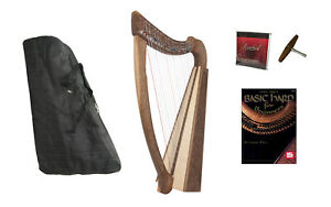 22-String Roosebeck Heather Harp w/Chelby Levers & Gig Bag & Book - Walnut