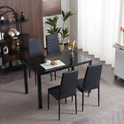 Set of 4 Dining Chairs High PU Leather Elegant Design for Home Kitchen Black
