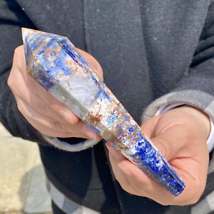 New Listing153G Natural Blue Sodalite Quartz Crystal scepter Single-End Wand Healing Reiki