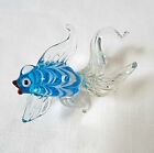 Hand Blown Art Glass Angel Fish Figurine Sea Ocean Aquarium Blue White 3