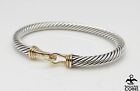 David Yurman 18k Yellow Gold & Sterling Silver Twisted Cable Bracelet w/ Hook