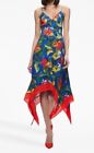 NEW! Alice + Olivia Sunrise sapphire Blue Floral Tropical Print Dress Size S