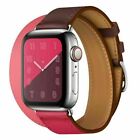 Double Tour Leather Band 49/45/44mm Strap For Apple Watch Ultra Series 8 7 6 5 4