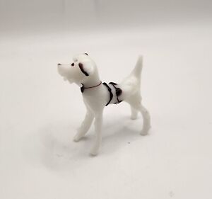 Blown Glass Dog Small Animal Figure Miniature Brown & White