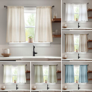 1 set Privacy Linen Short Panels Window Curtains Light Filtering Curtains 26