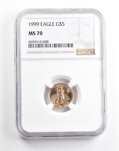 MS70 1999 $5 1/10 th Oz Gold American Eagle NGC Brown Lbl