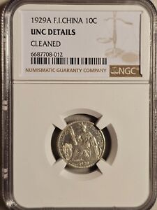French Indochina 10 Cents 1929A NGC Unc Details