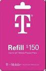 T-Mobile $150 Prepaid Refill Card, Air Time Top-Up/Pin RECHARGE(Direct)