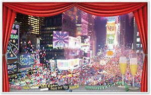 TIMES SQUARE HAPPY NEW YEAR Scene Setter party wall decor kit 5' NEW YORK ball