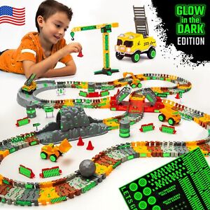 Construction Toy Track For Kids Playset Gift - Excavator Truck Crane Vehicles