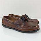L.L. Bean Men’s Classic 2 Eye Brown Leather Boat Shoes Slip On Size 11.5 EE Wide
