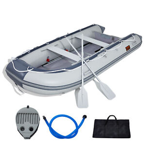 VEVOR 11.8ft Inflatable Dinghy Boat 6-Person Rescue Dive Fishing Boat w/2 Oars