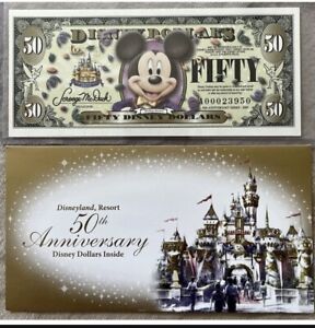 2005 Disney Dollars 50th Anniversary TUXEDO MICKEY $50 Fifty Dollar UNC Mint