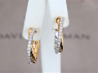 $4,750 David Yurman 18K Yellow White Gold Pave Diamond 24mm Medium Hoop Earrings