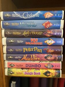 8 Walt Disney VHS Black Diamond Edition Kids Cartoon Movies Lot