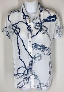 NWT CABI NEW Style 5229 Nautical Boating Sailor's Knot Semi Sheer Blouse Top XS