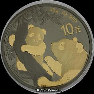 2021 China Panda 1 oz Silver Gold Black Ruthenium 10 Yuan Coin Low Mintage 1000