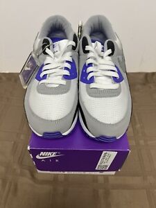 NIKE AIR MAX 90 - CD0881-104 -White/Grey-Hyper Purple - Size 10.5 - NEW with Box