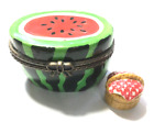 New ListingPorcelain Hinged Trinket Box Watermelon w/ Picnic Basket