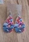 Womens Light Weight Faux Leather Dangle Earrings Beach Design Both Sides