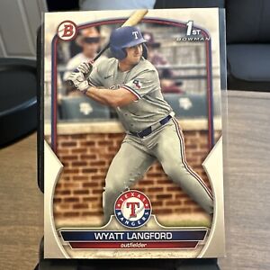 2023 1st Bowman Wyatt Langford RC BD106 With Penny Sleeve and Top loader Rangers