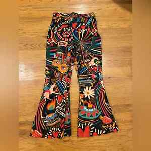 Farm Rio Fernanda Flared Pants for Anthropologie size small colorful cropped