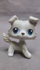 RARE Littlest Pet Shop Collie Dog Puppy Figure #363 Light Grey Blue Eyes LPS Toy