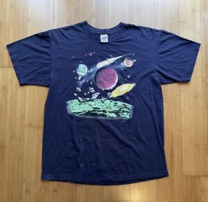 Vintage OUTER SPACE SOLAR SYSTEM Shirt Mens XL Planet Science HUMAN-I-TEES 90s