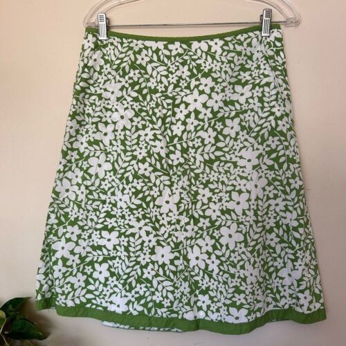 Vintage y2k 90s L.L Bean Ditsy Floral Green pencil knee  Skirt Size 10