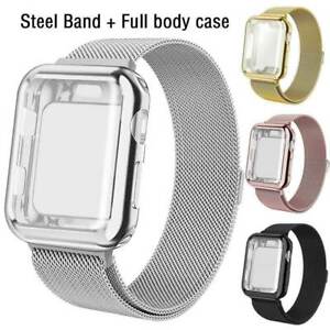 Stainless Steel Mesh Milanese Band W/ Screen Protector Case For Apple Watch