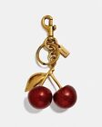 Coach Cherry Bag Charm KeyChain Glitter resin and metal Brass/Red Apple 77840