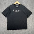 Vintage Funny Quote Shirt Mens Large Black 90s Bite Me Skate Grunge Goth USA