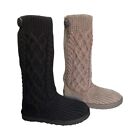 UGG Women's Classic Cardi Cabled Knit Tall Boots Black Grey 1146010