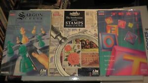 3 Philips CDI games CIB in Longboxes SARGON CHESS SMOTHSONIAN STAMPS TEXT TILES