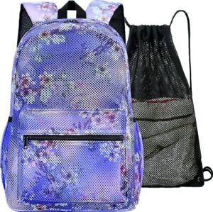 Mesh Backpack for Girls Kids Semi-Transparent School Bookbag See Through