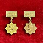 IRAQ-2-Iraqi Fedayeen Saddam Golden Pin Badge Medal.... Hard To Find