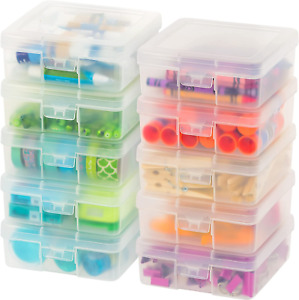 IRIS USA 10 Pack Small Plastic Hobby Art Craft Supply Organizer Storage Containe